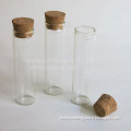 Beautiful small tubular glass storage jar with cork top 12ml